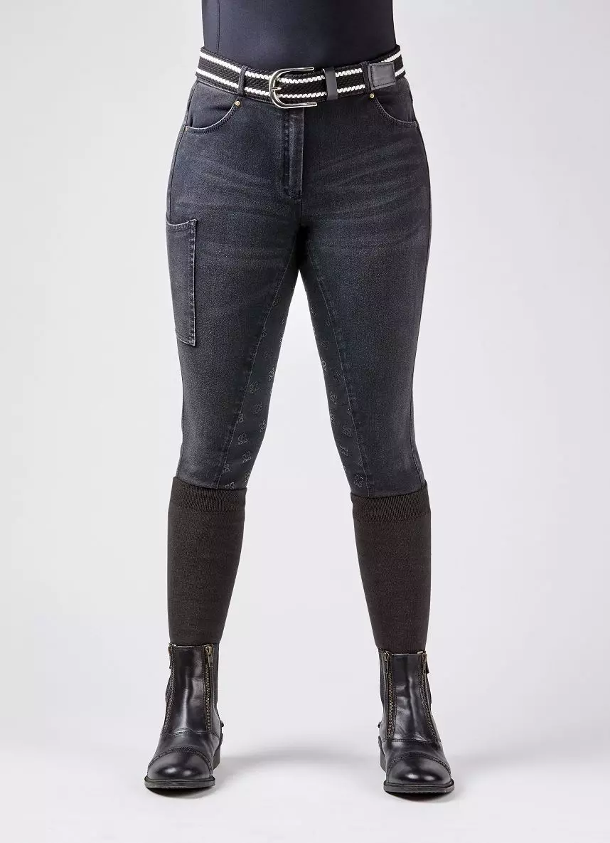 Dublin Shona Full Grip Silicone Print Denim Breeches - Image 3
