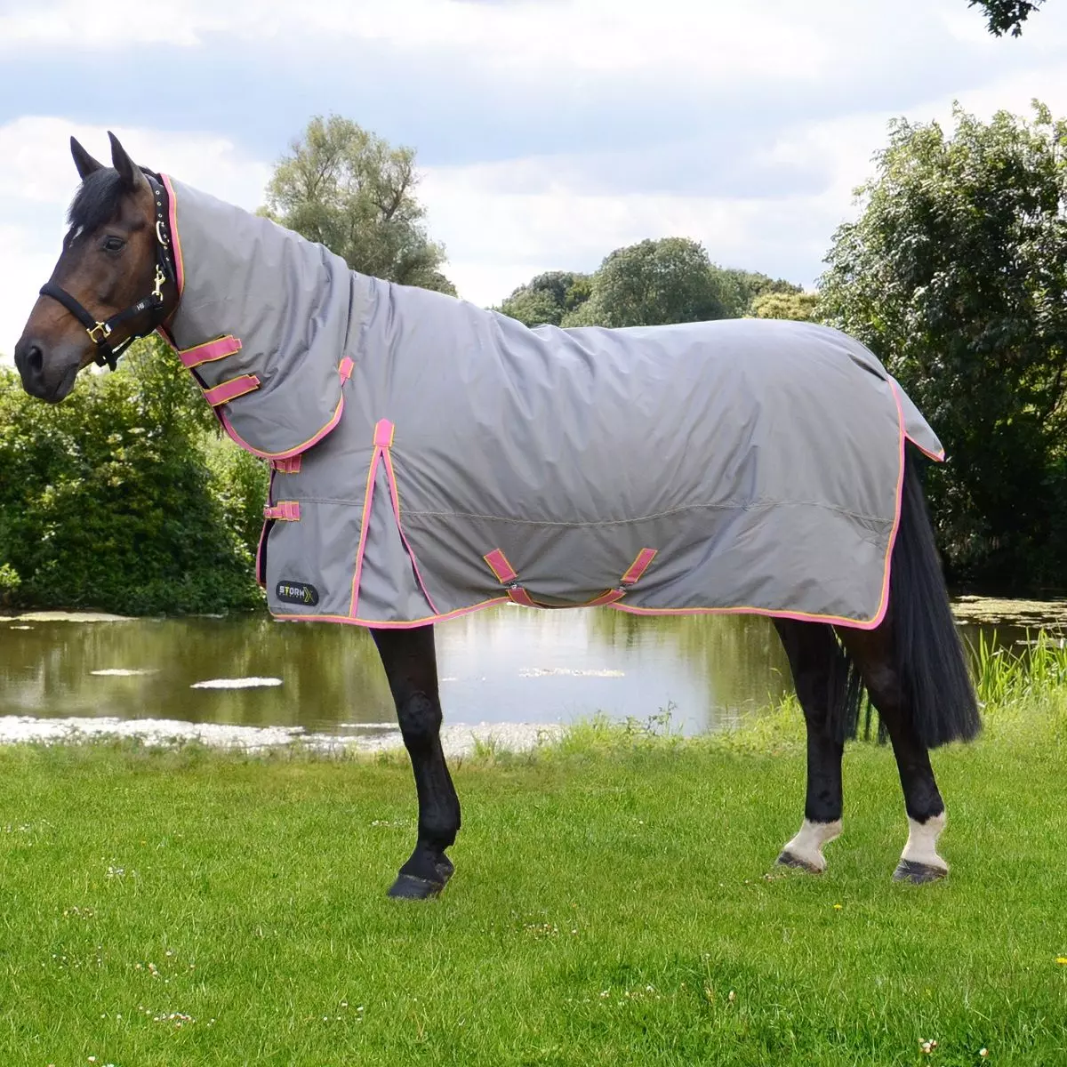 StormX Original 300 Combi Turnout Rug - Grey Pink - Image 7