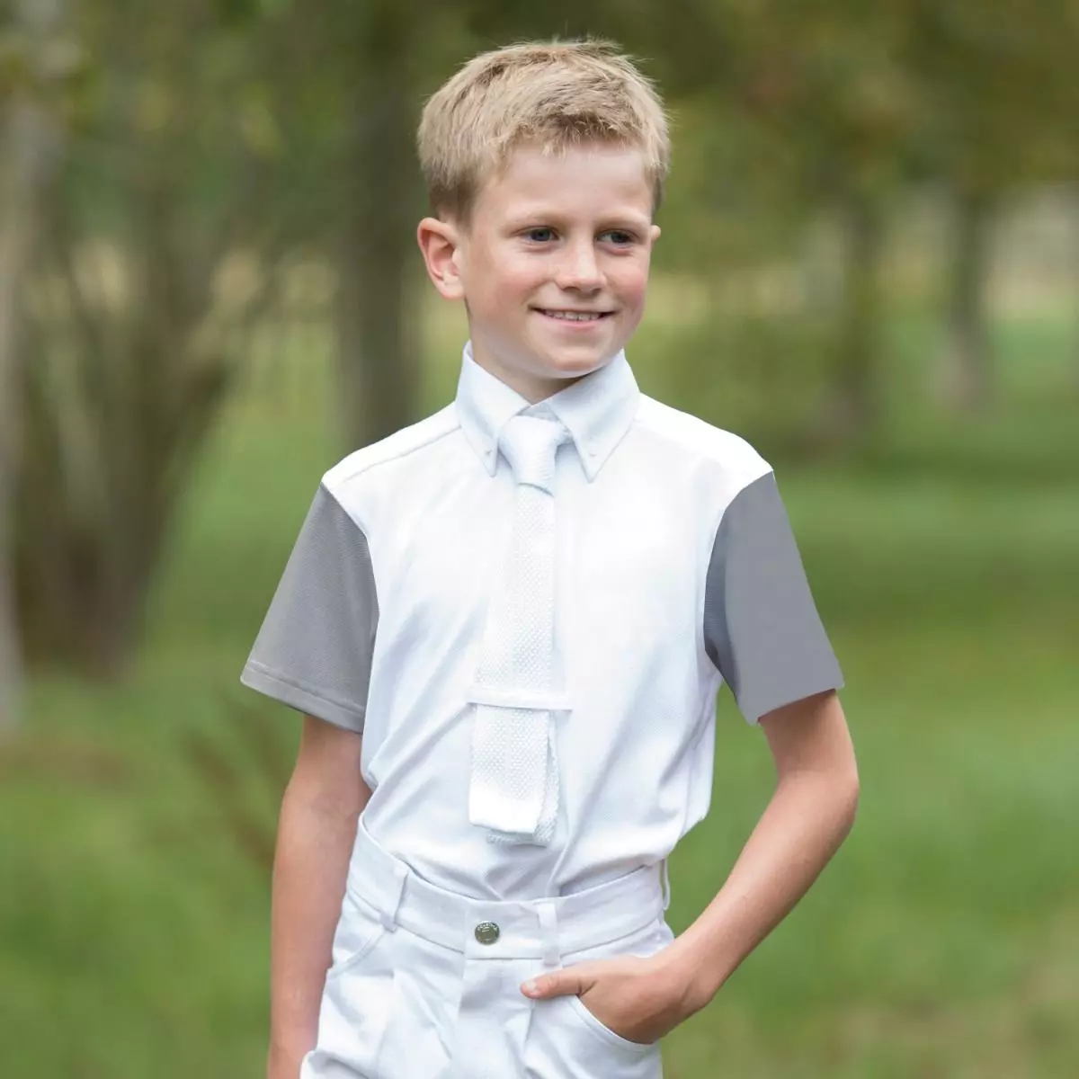 Equetech Boys Waffle Competition Shirt White - Image 4