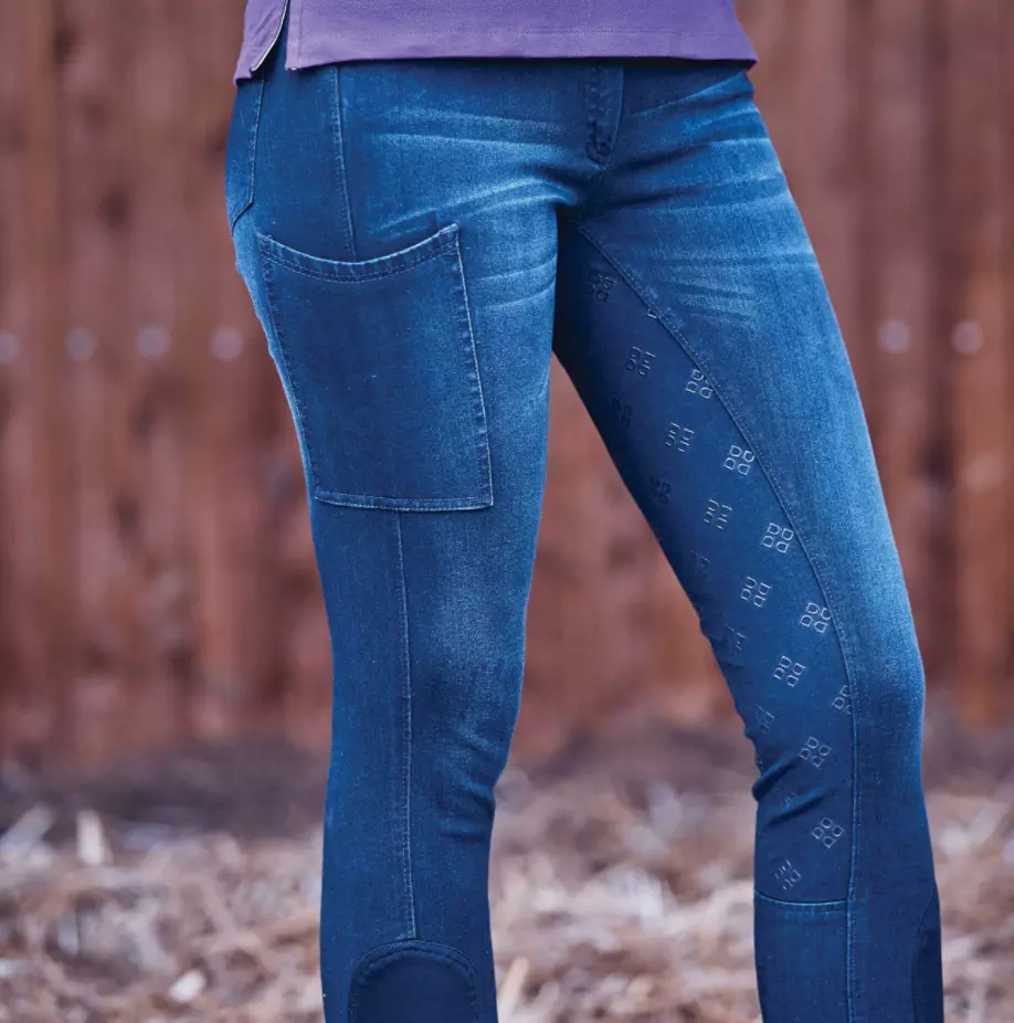 Dublin Shona Full Grip Silicone Print Denim Breeches - Image 7